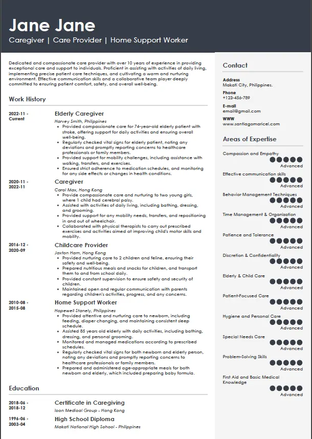 How to Write A Caregiver Resume