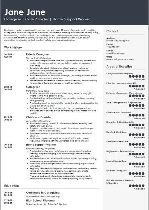 Caregiver Resume
