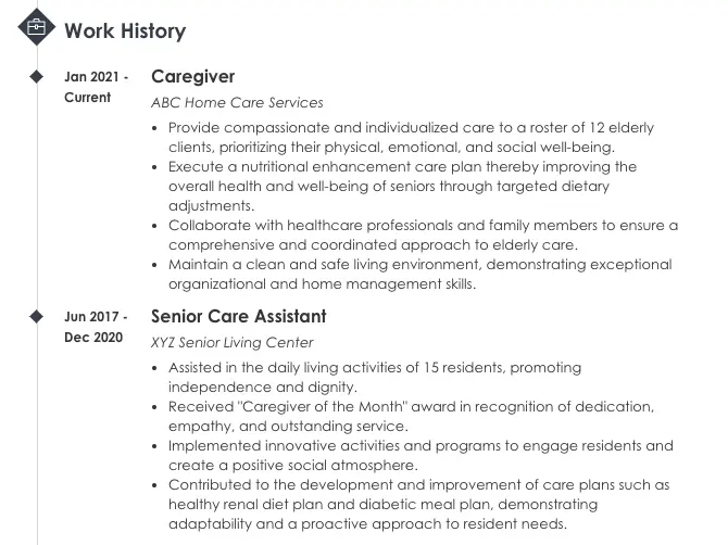 Caregiver Resume Job Description