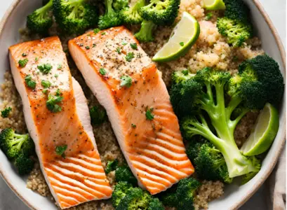 Baked Salmon Broccoli Quinoa