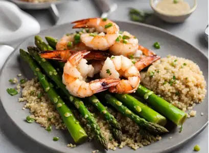 Grilled Shrimp Steamed Asparagus Quinoa