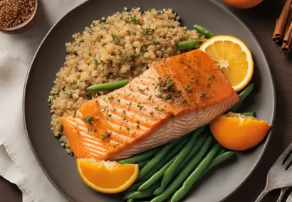 Baked Salmon Quinoa and Green Beans