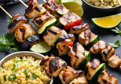 Chicken Kebabs Zucchini Couscous