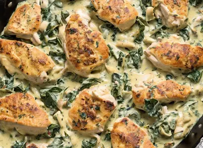 Creamy Spinach Artichoke Chicken Skillet