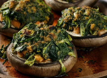 Baked Spinach Stuffed Portobello Mushrooms