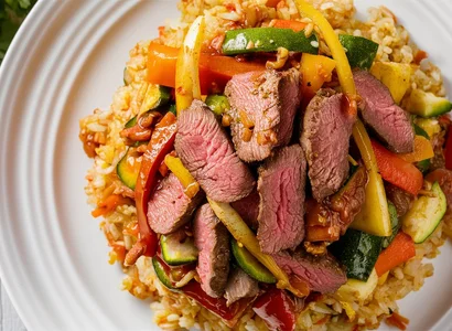 Grass-Fed Beef Stir-Fry With Cauliflower Rice
