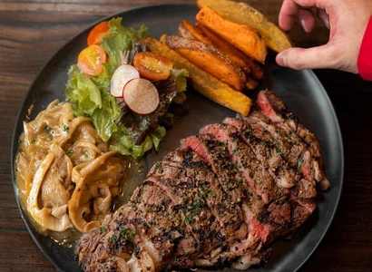Grilled Beef Steak with sweet Potato Fries