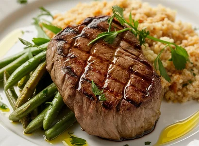 Grilled Lean Beef with sautéed Green Beans