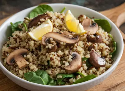 Mushroom and Garlic Quinoa Salad
