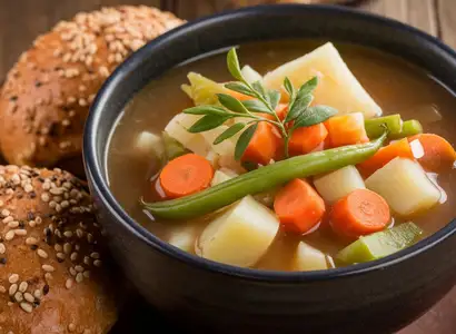Vegetable Soup with Whole Grain Roll