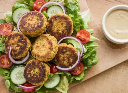 Falafel Salad with Lemon-Tahini Dressing