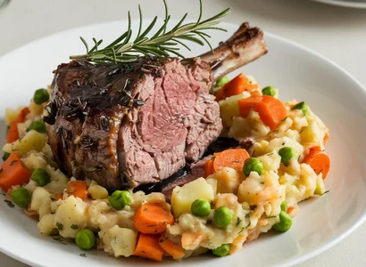 Rosemary Balsamic Lamb with Vegetable Mash