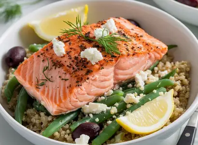 Baked Salmon & Quinoa Bowls with Green Beans