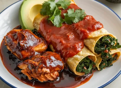 Chicken Adobo and Kale Enchiladas