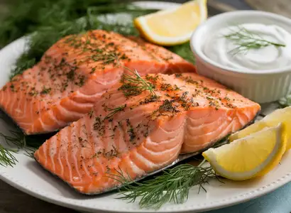 Grilled Salmon with Lemon-Dill Sauce