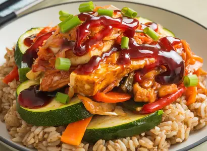 Kimchi and Tofu Stir Fry with Brown Rice