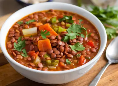 Lentil and Vegetable Soup with an ACV Drizzle