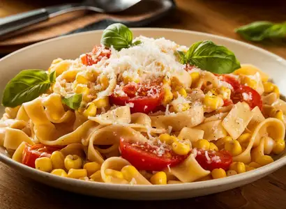 Fresh Corn and Tomato Fettuccine