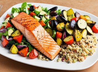 Grilled Salmon with Greek Salad