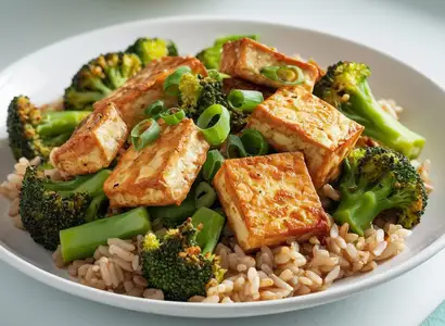 Stir Fried Tofu with Broccoli and Brown Rice