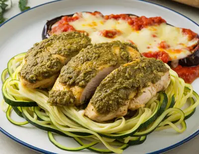 Zucchini Noodles with Pesto Chicken
