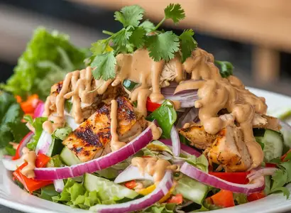 Thai Chopped Chicken Salad & Peanut Sauce