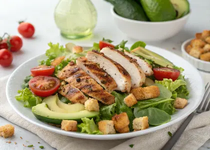 Grilled Chicken Salad, Perfect for a 1200 Calorie High Protein Diet Plan.