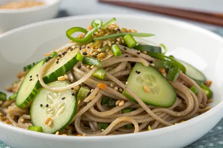 Cold Soba Noodle Salad with Cucumber and Sesame