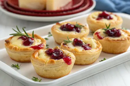 Cranberry Brie Puff Pastry Bites