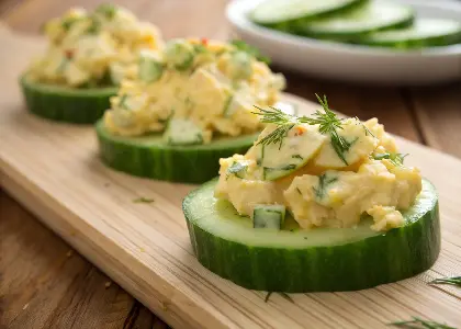 Egg Salad on Cucumber Slices