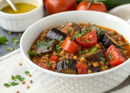 Eggplant Tomato Stew with Lentils