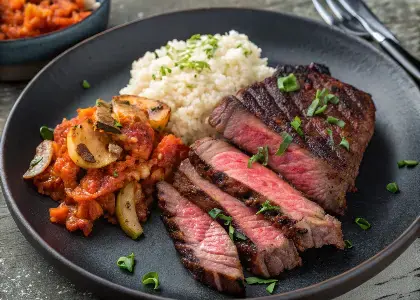 Gochujang Steak Kimchi and Rice Bowl