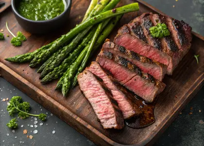 Grilled Steak with Roasted Asparagus