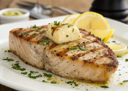 Grilled Swordfish Steak with Garlic Butter