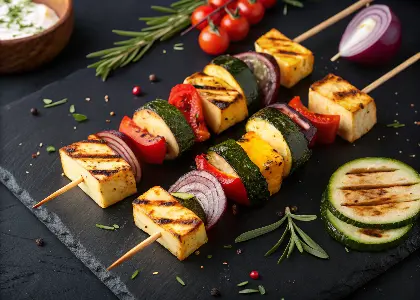 Grilled Vegetable Halloumi Skewers