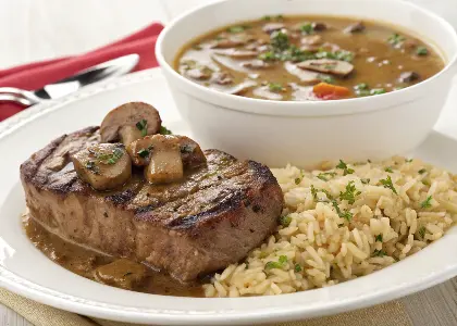 Lean Beef Brown Rice and Mushroom Soup