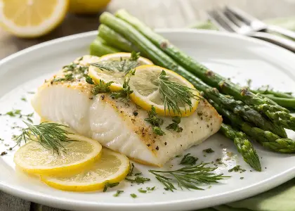 Lemon-Herb Baked Cod with Steamed Asparagus