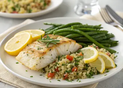 Lemon Herb Grilled Cod with Quinoa Pilaf