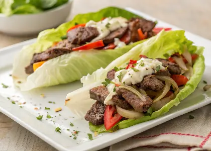Philly Cheesesteak Lettuce Wraps