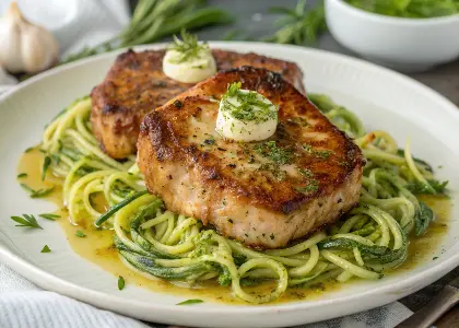 Pork Chops with Zucchini Noodles