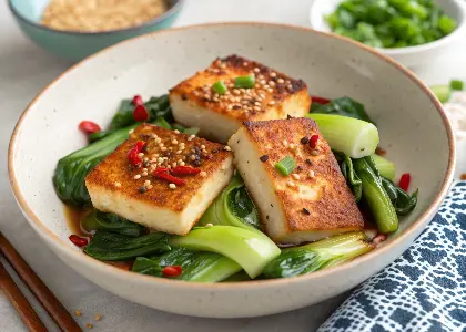 Seared Tofu with Stir-Fried Bok Choy