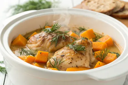 Slow‑Cooker Chicken with Pumpkin, high protein foods for weight loss.