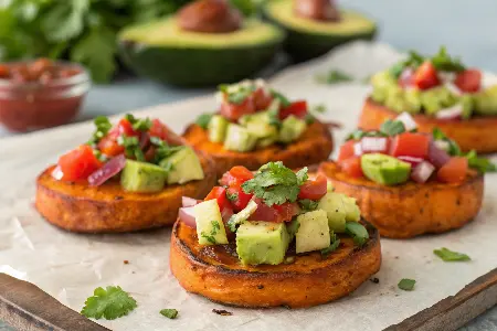 Sweet Potato Rounds with Avocado Salsa