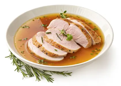 Turkey Slices with Chicken Broth