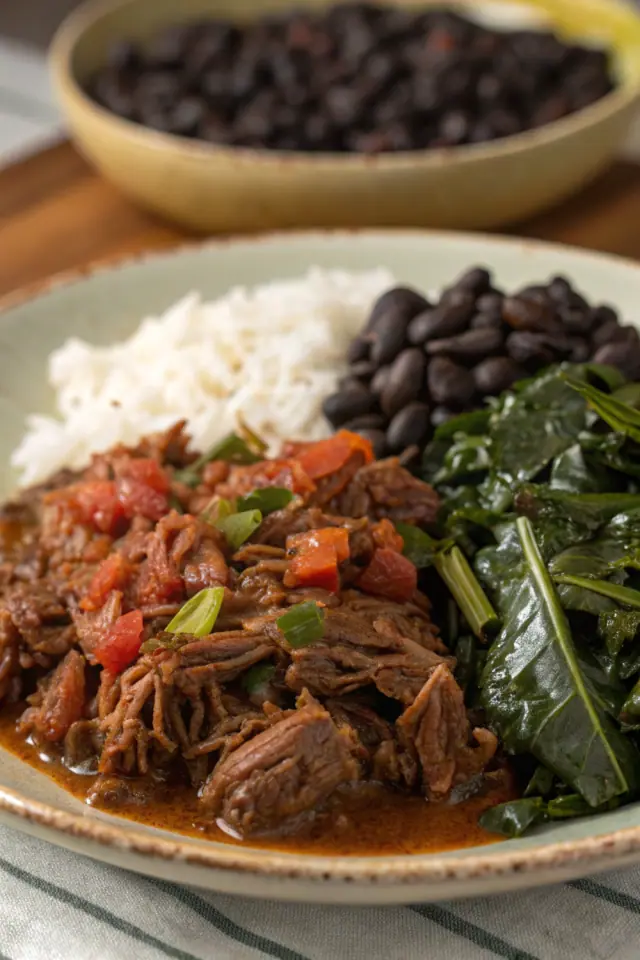 Beef Ropa Vieja with Collard Green Congri