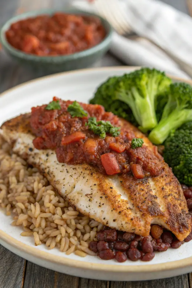 Blackened Tilapia with Red Pepper Coulis