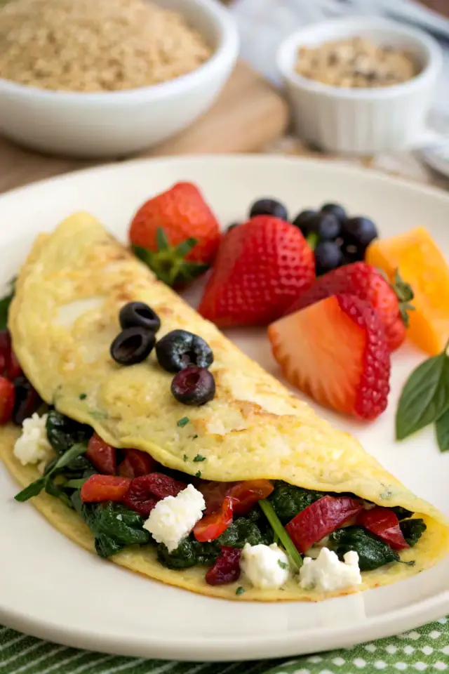 Greek Omelet with Fruited Quinoa