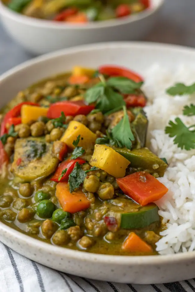 Green Curry Lentils with Vegetables