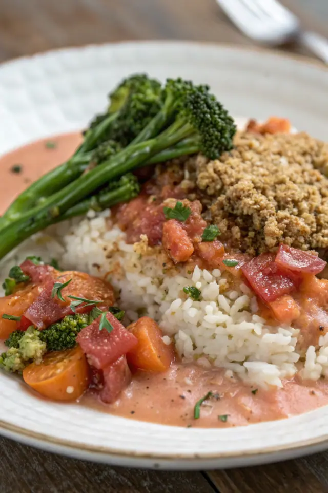Impossible Crumble with Blush Sauce