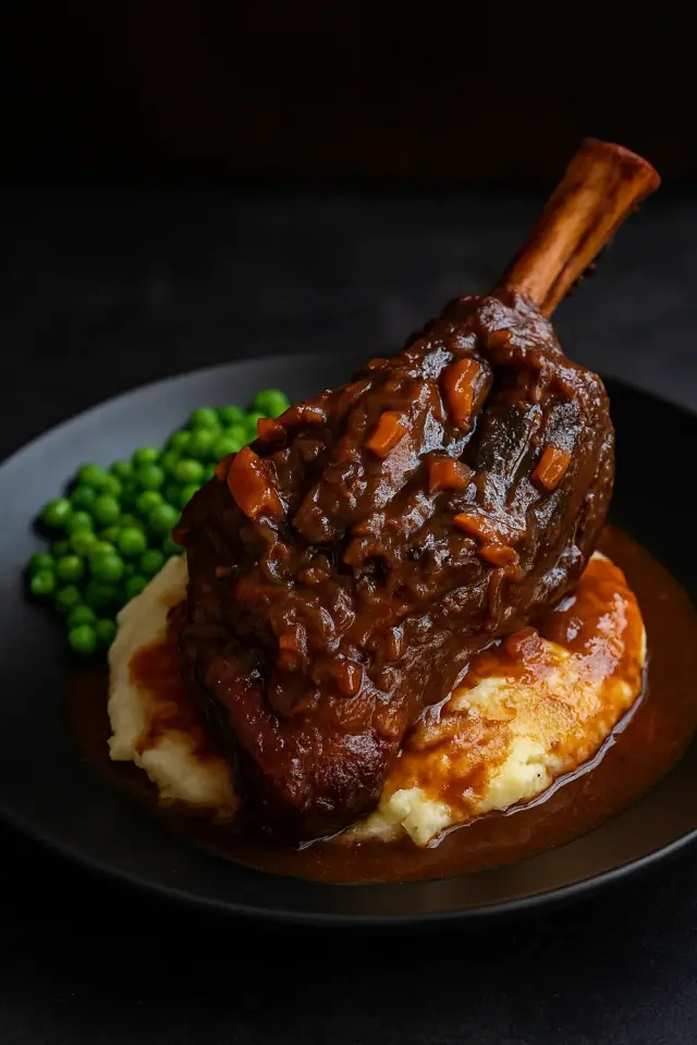 Slow Cooker Braised Lamb Shanks in Red Wine